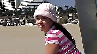 Sweet Teen Little April Beach Walk and Relax