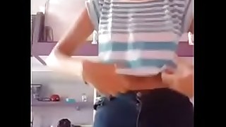 Sexy young Latina getting dressed and teasing on periscope